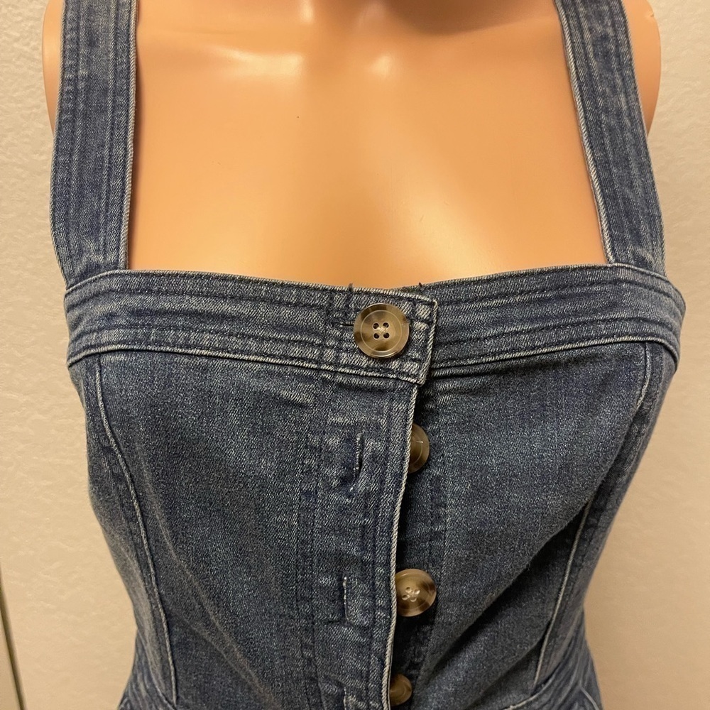 💙 Express Denim Button Front Mini Dress XS Good Condition - Picture 2 of 8